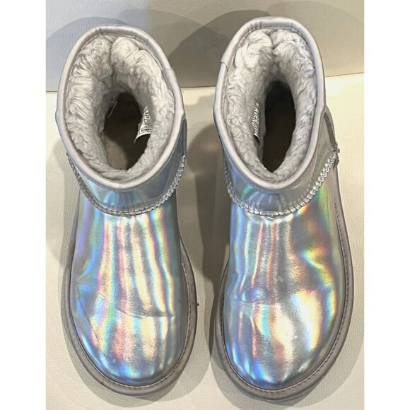 Ugg Classic Mini Iridescent Gracier Grey Sheepskin Leather Boots - Picture 5 of 8